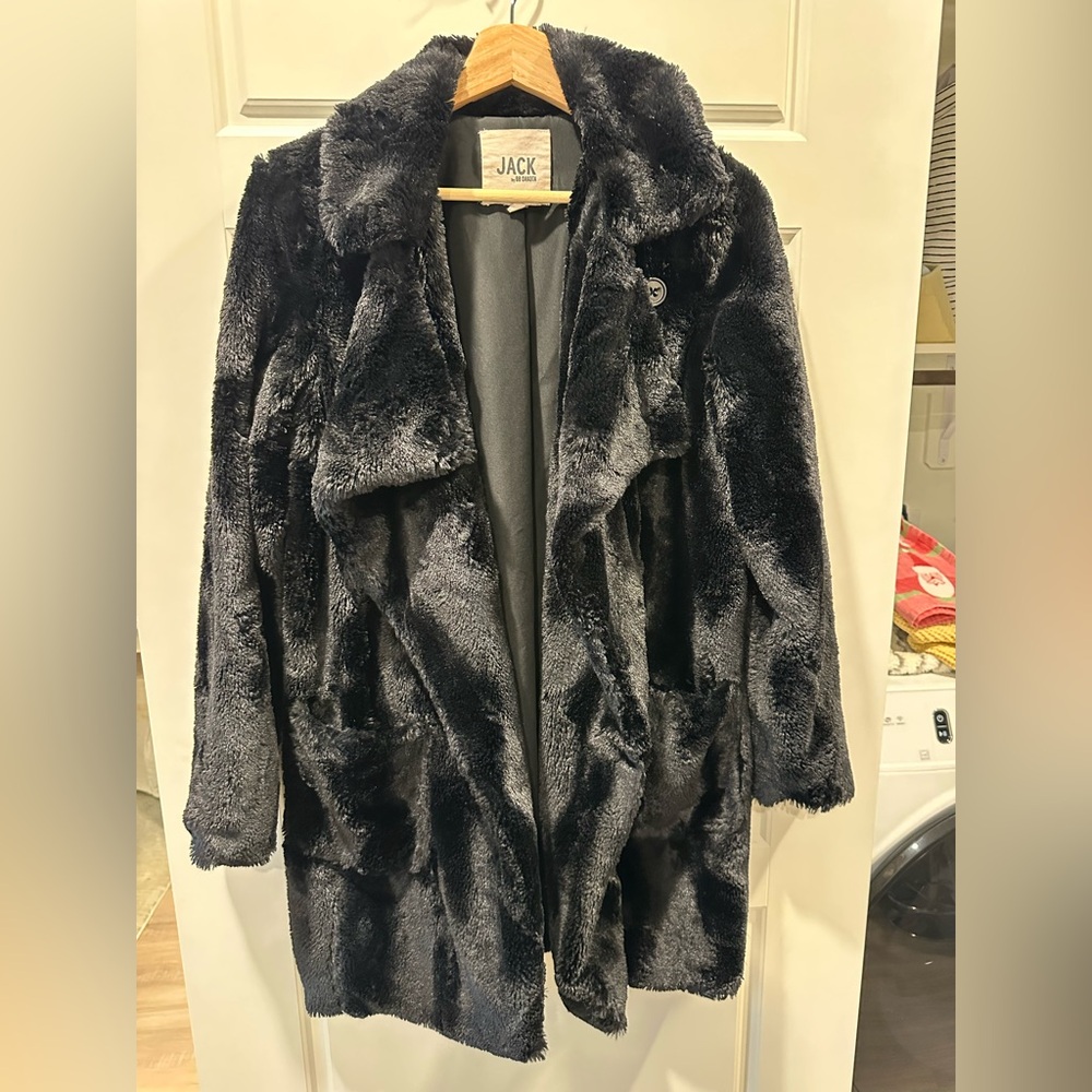 BB Dakota Women's Plush Black Teddy Jacket